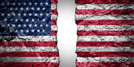 USA Flag Ripped In Half