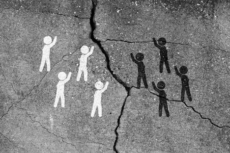black and white figures on wall